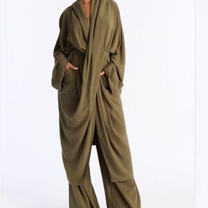 Fashion Nova Khaki Women's Lounge Robe and Pants Set